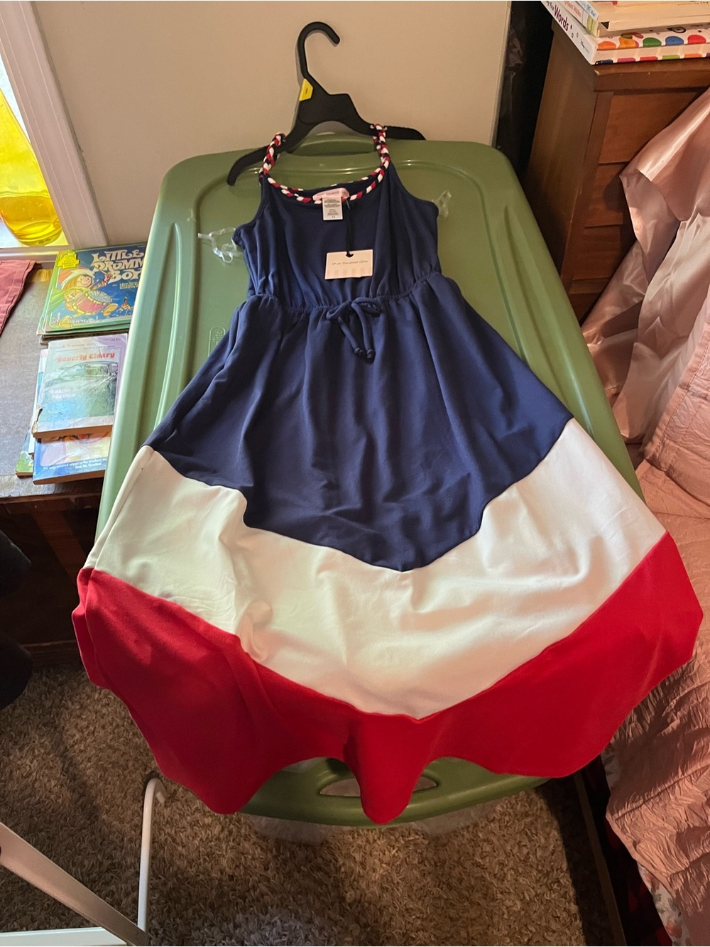 Love Squared Navy, White & Red Colorblock Halter Dress